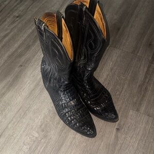 Black Crocodile Leather Cowboy Boots